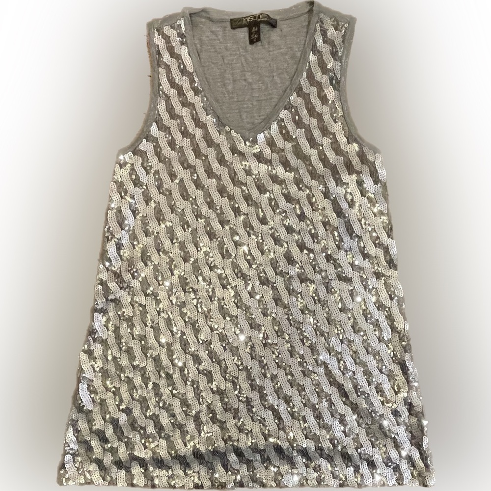 Kische Boutique Silver Sequined Top - Small